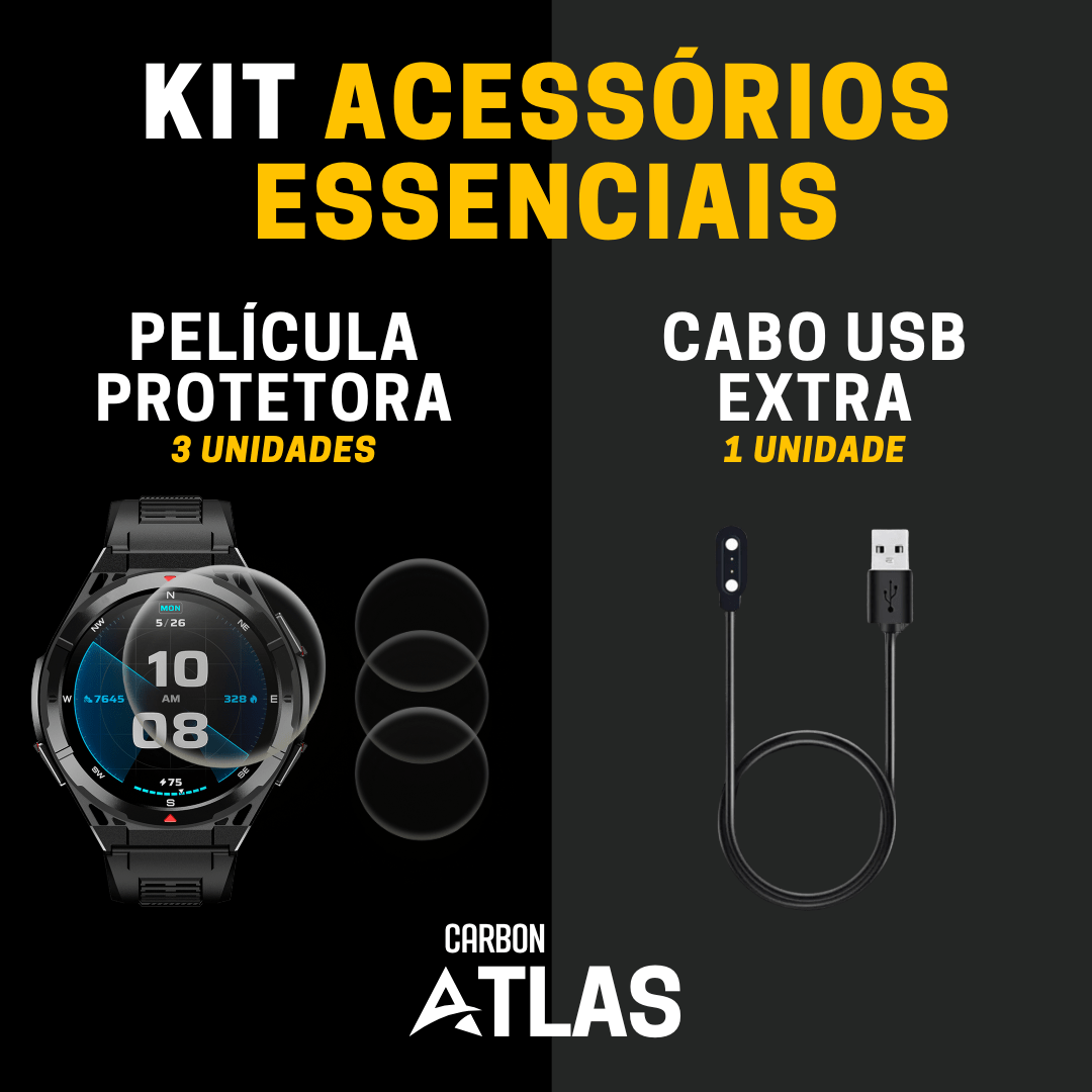 Kit Acessórios Essenciais Carbon Atlas - Carbon Relógios Inteligentes